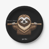 "Da hängen": Sloths ermutigende Worte Pappteller (Vorderseite)