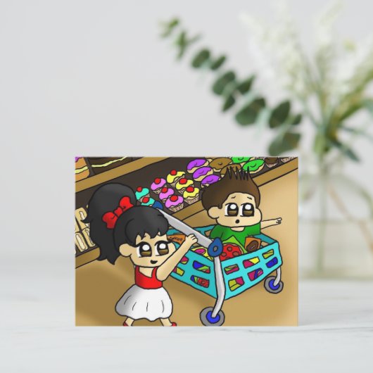 Da ist der Kuchen!!! Postkarte (Stehend Vorderseite)