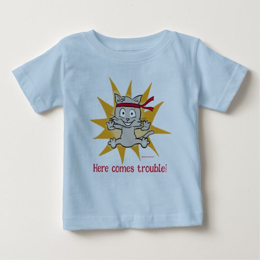 "Da kommt Ärger!" Funny kittop Baby T-shirt (Vorderseite)