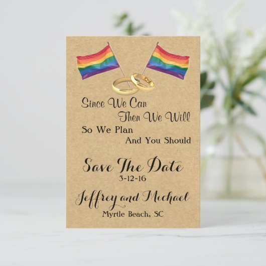 Da können wir: Gay Wedding speichern Sie die Datum Save The Date (Stehend Vorderseite)