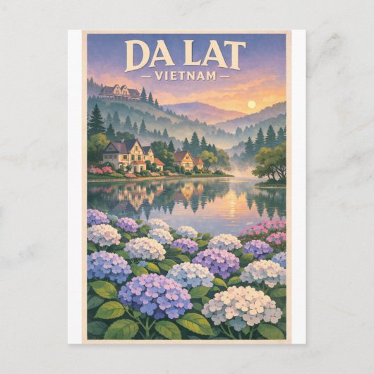 Da Lat Stadt, Vietnam, in klassischem Retro-Stil  Postkarte (Vorderseite)