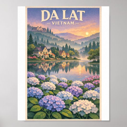 Da Lat Traumlandschaft – Retro Reise Druck Poster (Vorne)