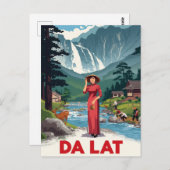 Da Lat Waterfall & Ao Dai Postkarte (Vorne/Hinten)