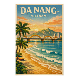 Da Nang Stadt, Vietnam, in klassischem Retro-Stil Poster