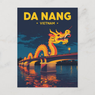 Da Nang Vietnam Drachenbrücke Vintage Reise Postkarte
