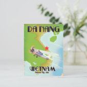 Da Nang Vietnam Vintage Reiseplakat Postkarte (Stehend Vorderseite)