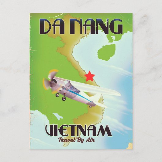 Da Nang Vietnam Vintage Reiseplakat Postkarte (Vorderseite)