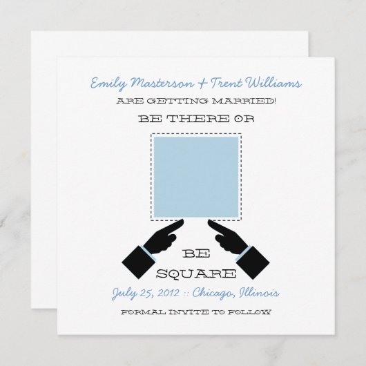 Da oder Platz Save the Date, blau Einladung (Vorne/Hinten)