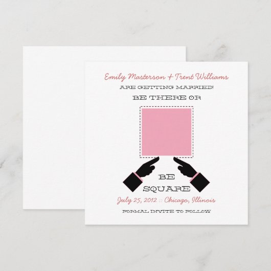 Da oder Platz Save the Date, rosa Einladung (Vorne/Hinten)