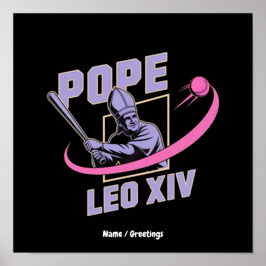Da Papst Leo XIV Baseball Design Glaube trifft Fel Poster (Vorne)