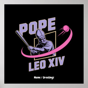 Da Pope Leo XIV Baseball Design Faith trifft Field Poster