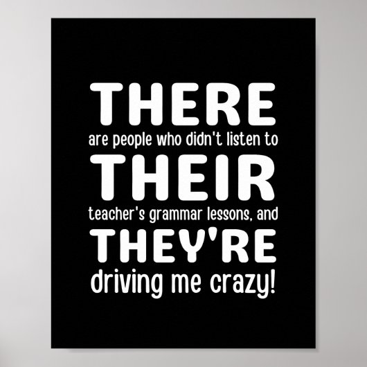 Da sind sie der englische Grammer Funny Teacher Poster (Vorne)