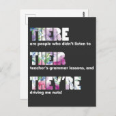 Da sind sie nicht Shirt Englisch Grammar Funny Postkarte (Vorne/Hinten)