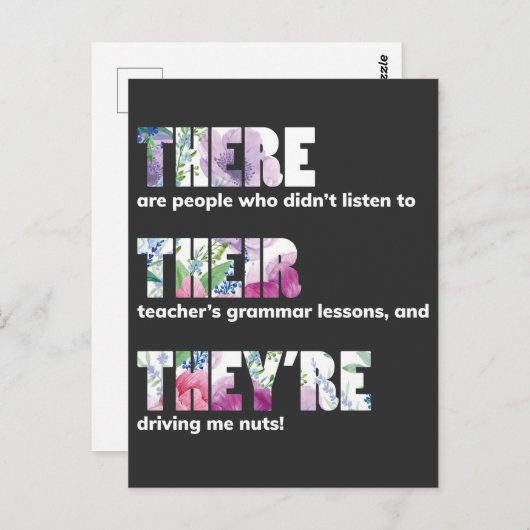 Da sind sie nicht Shirt Englisch Grammar Funny Postkarte (Vorne/Hinten)