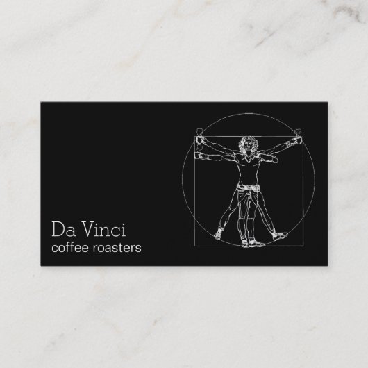 Da Vinci coffee roasters minimal vitruvian man Visitenkarte (Vorderseite)