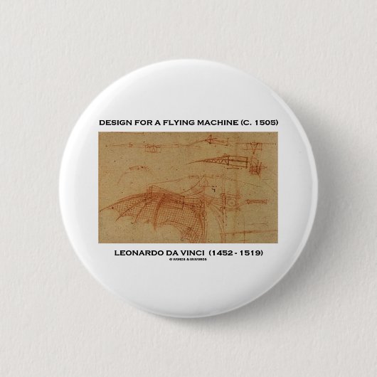 Da Vinci-Entwurf für eine Flugmaschine Button (Vorderseite)