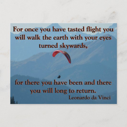 Da Vinci Flying Gedicht 🚁 ✨ Budget Special Postkarte (Vorderseite)