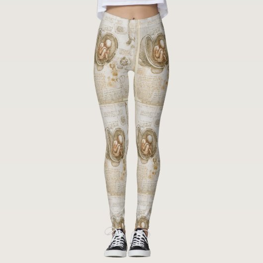 Da Vinci-Fötus-Zeichnungen Leggings (Vorderseite)