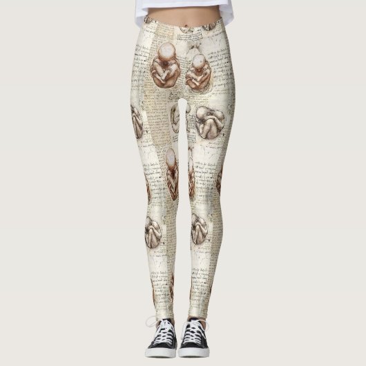 Da Vinci-Fötus-Zeichnungen Leggings (Vorderseite)