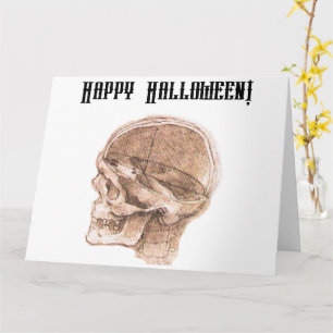 Da Vinci Halloween Science Anatomie Skull Print Karte