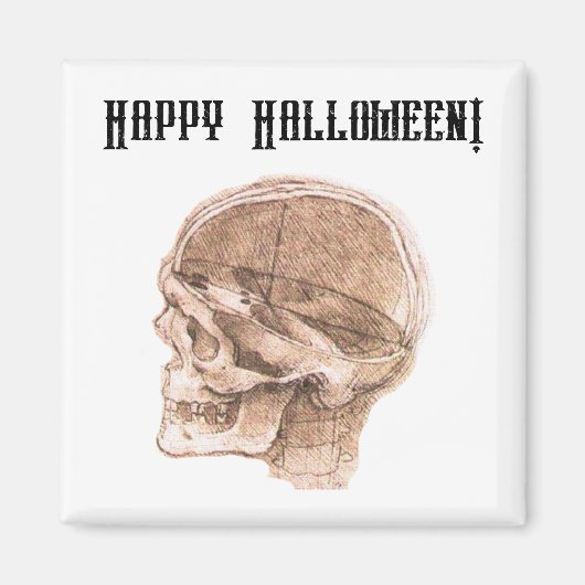 Da Vinci Halloween Science Anatomie Skull Print Magnet (Vorne)