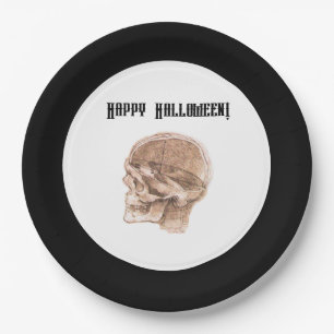 Da Vinci Halloween Science Anatomie Skull Print Pappteller