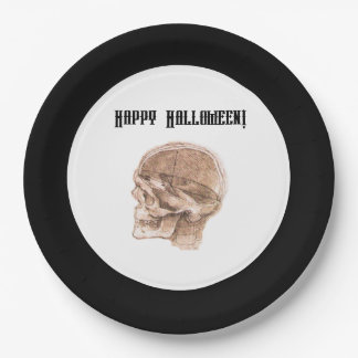 Da Vinci Halloween Science Anatomie Skull Print Pappteller