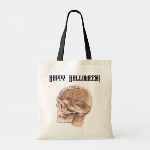 Da Vinci Halloween Science Anatomie Skull Print Tragetasche