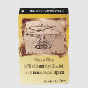 Da Vinci Helicopter Flying Gedicht 🚁 ✨ Budget Golfhandtuch
