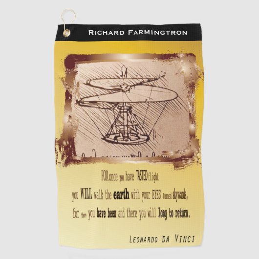 Da Vinci Helicopter Flying Gedicht 🚁 ✨ Budget Golfhandtuch (Vorderseite)