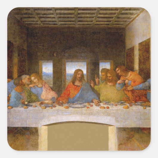 Da Vinci Last Supper Fine Art Classic Quadratischer Aufkleber (Vorderseite)