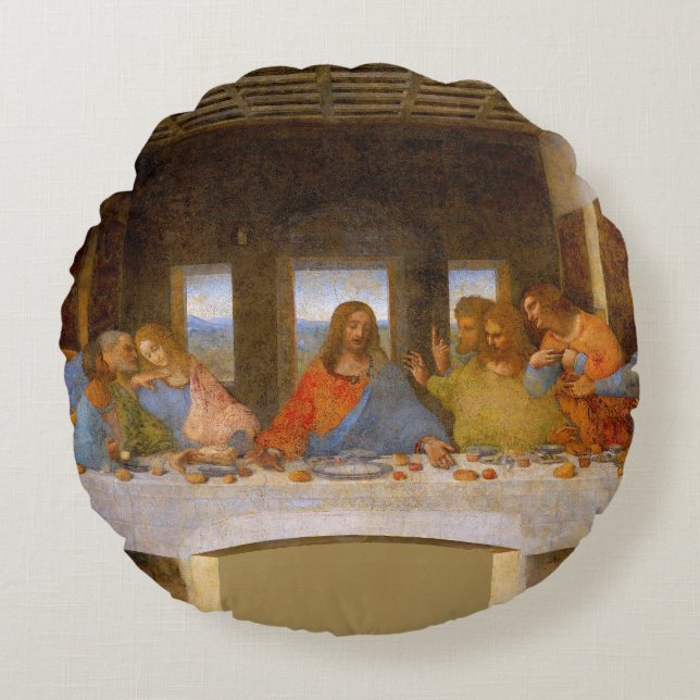 Da Vinci Last Supper Fine Art Classic Rundes Kissen (Vorderseite)