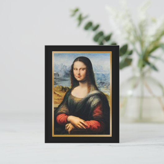 Da Vinci Mona Lisa Grumpy Gesicht Postkarte (Stehend Vorderseite)