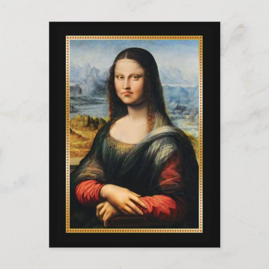 Da Vinci Mona Lisa Grumpy Gesicht Postkarte (Vorderseite)
