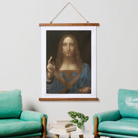 Da Vinci, Retter der Welt, Salvator Mundi Wandteppich Mit Holzrahmen (Wohnzimmer)