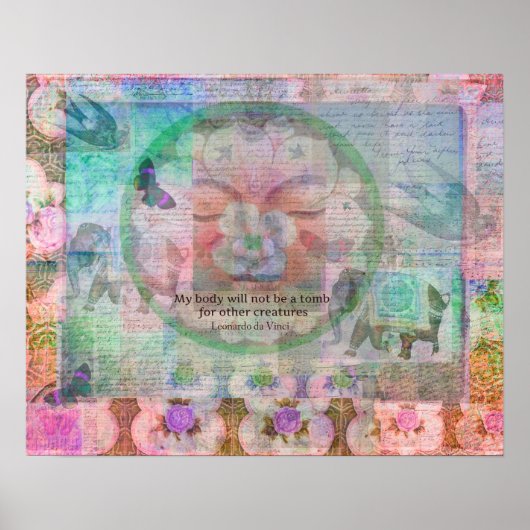 Da Vinci Vegetarian quote Poster (Vorne)