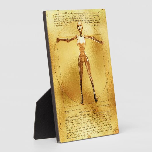 Da Vinci Vitruvian Gold Robot Fotoplatte (Seite)