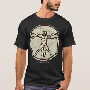 Da Vinci, Vitruvian Man, Custom Text, Retro 8bit T-Shirt
