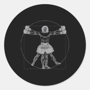 Da Vinci Vitruvian Man Muay Thai Mma Straßenkampf Runder Aufkleber