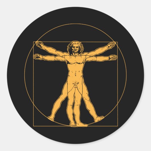 Da Vinci Vitruvian Man Runder Aufkleber (Vorderseite)