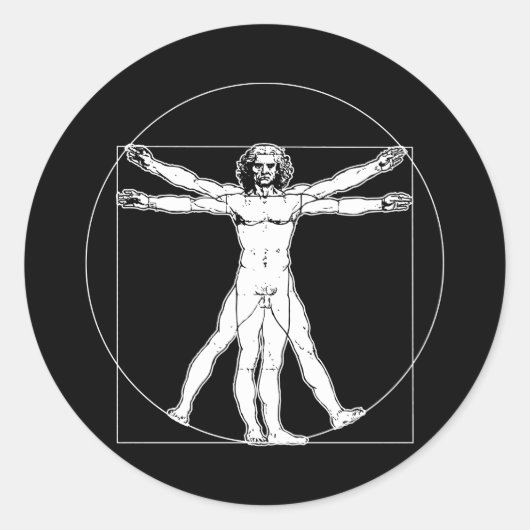 Da Vinci Vitruvian Man Runder Aufkleber (Vorderseite)