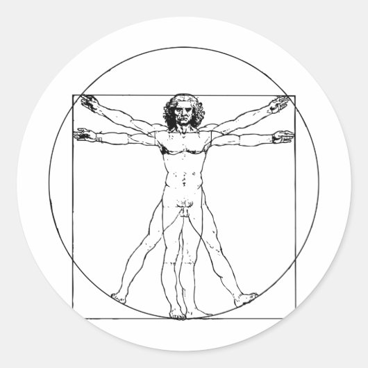 Da Vinci Vitruvian Man Runder Aufkleber (Vorderseite)