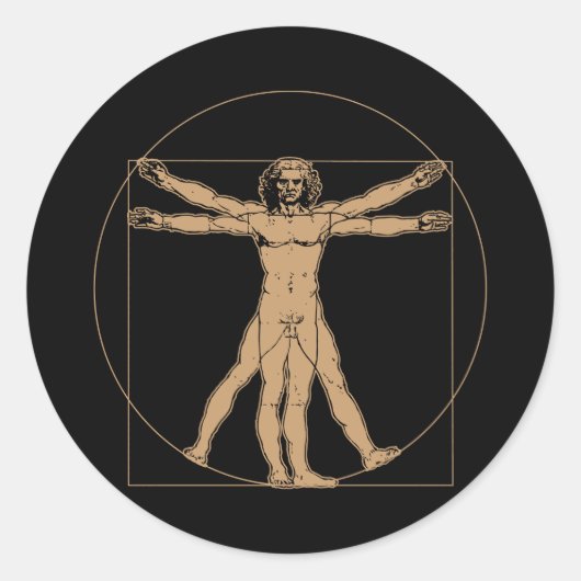 Da Vinci Vitruvian Man Runder Aufkleber (Vorderseite)