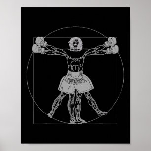 Da Vinci Vitruvian Mann Muay Thai Mma Straßenkampf Poster