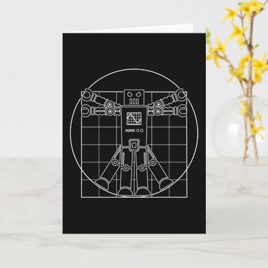 Da Vinci Vitruvian Robot Karte (Gelbe Blume)
