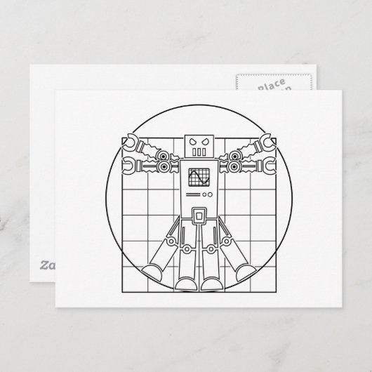 Da Vinci Vitruvian Robot Postcard Postkarte (Vorne/Hinten)