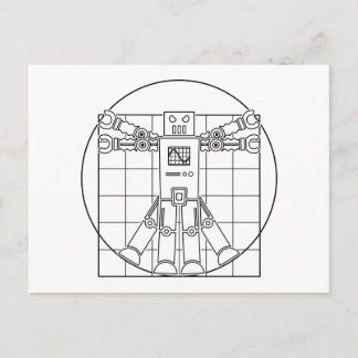 Da Vinci Vitruvian Robot Postcard Postkarte