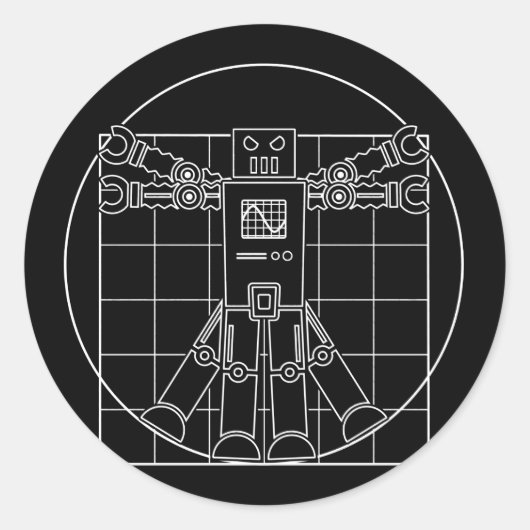Da Vinci Vitruvian Robot Sticker (Vorderseite)
