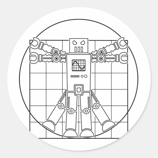 Da Vinci Vitruvian Robot Sticker (Vorderseite)