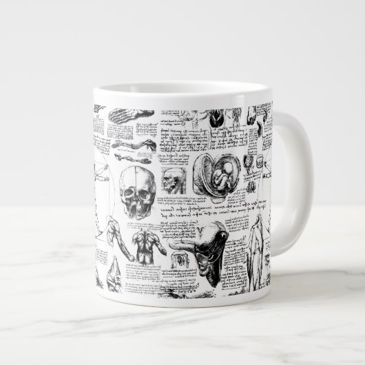 Da Vincis Anatomie-Sketchbook Jumbo-Tasse (Vorderseite Rechts)